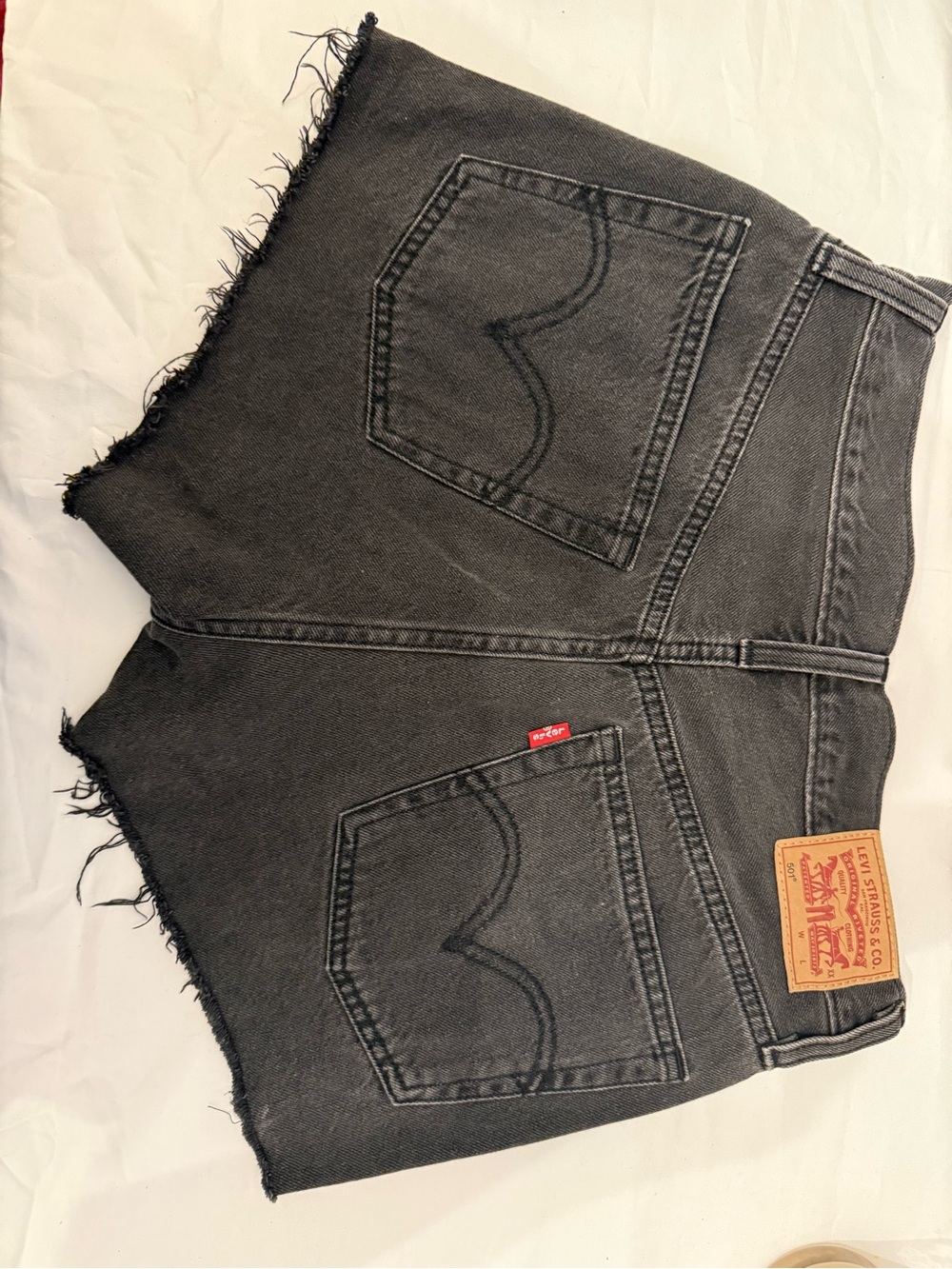 Levi’s 501 Black Cutoff Denim Shorts High Rise Frayed Hem Vintage Style. - Picture 3 of 5